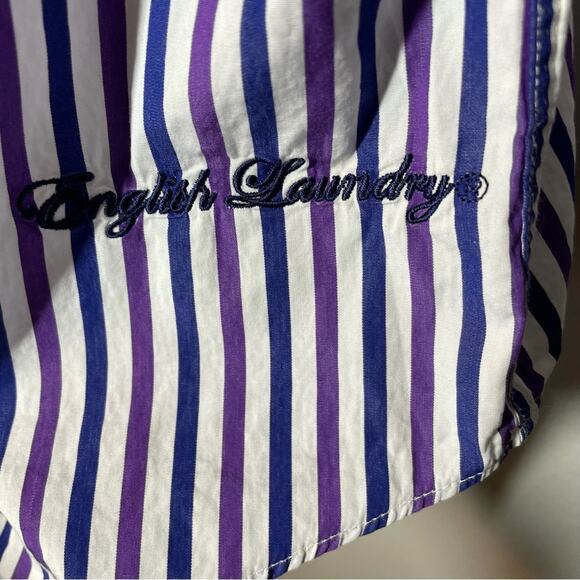 English Laundry Mens Striped Dress Shirt Purple 151/2 32/33 - Picture 6 of 8